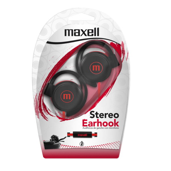 Auricular Maxell EC-155 Gancho 3.5mm Negro-Rojo - Imagen 2