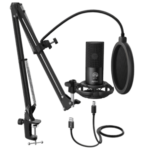 Microfono Fifine T669  Condenser Podcast Cardioid USB Black Soporte De Brazo Tijera