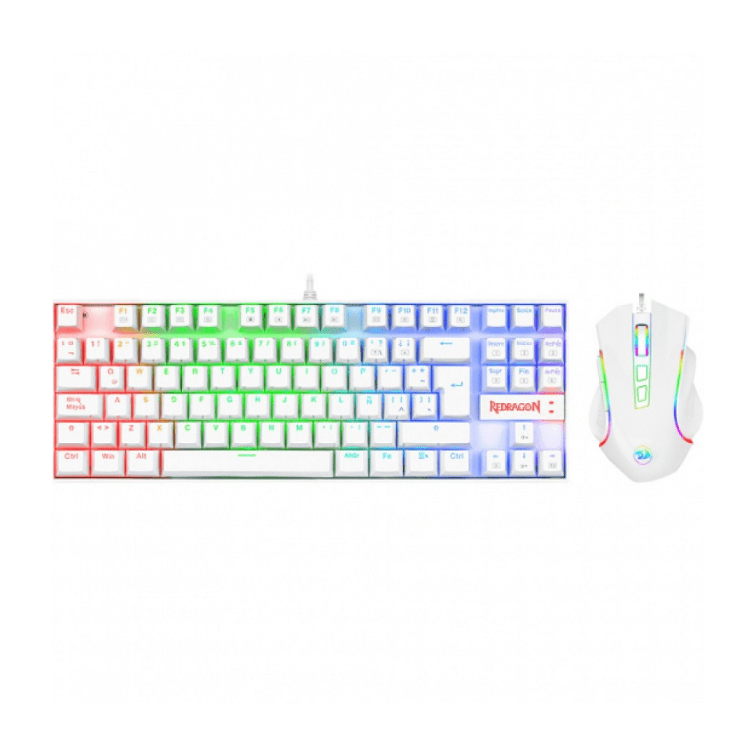 Kit Redragon Essentials K552RGB-BA-W-SP Teclado-Mouse Blanco