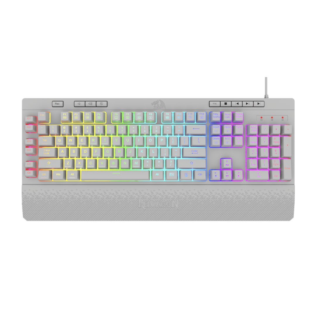 Teclado Gamer Redragon K512W-RGB Shiva USB Inglés - Blanco