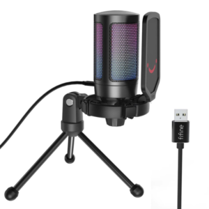 Microfono Fifine A6V Ampligame Podcast USB RGB Negro