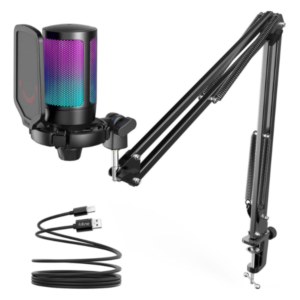 Microfono Fifine A6T Ampligame Podcast USB RGB Negro