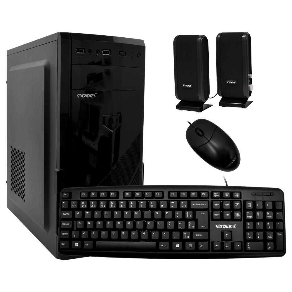 Gabinete Kit Satellite K761 Fonte 200W Speaker Mouse Teclado Portugués Negro