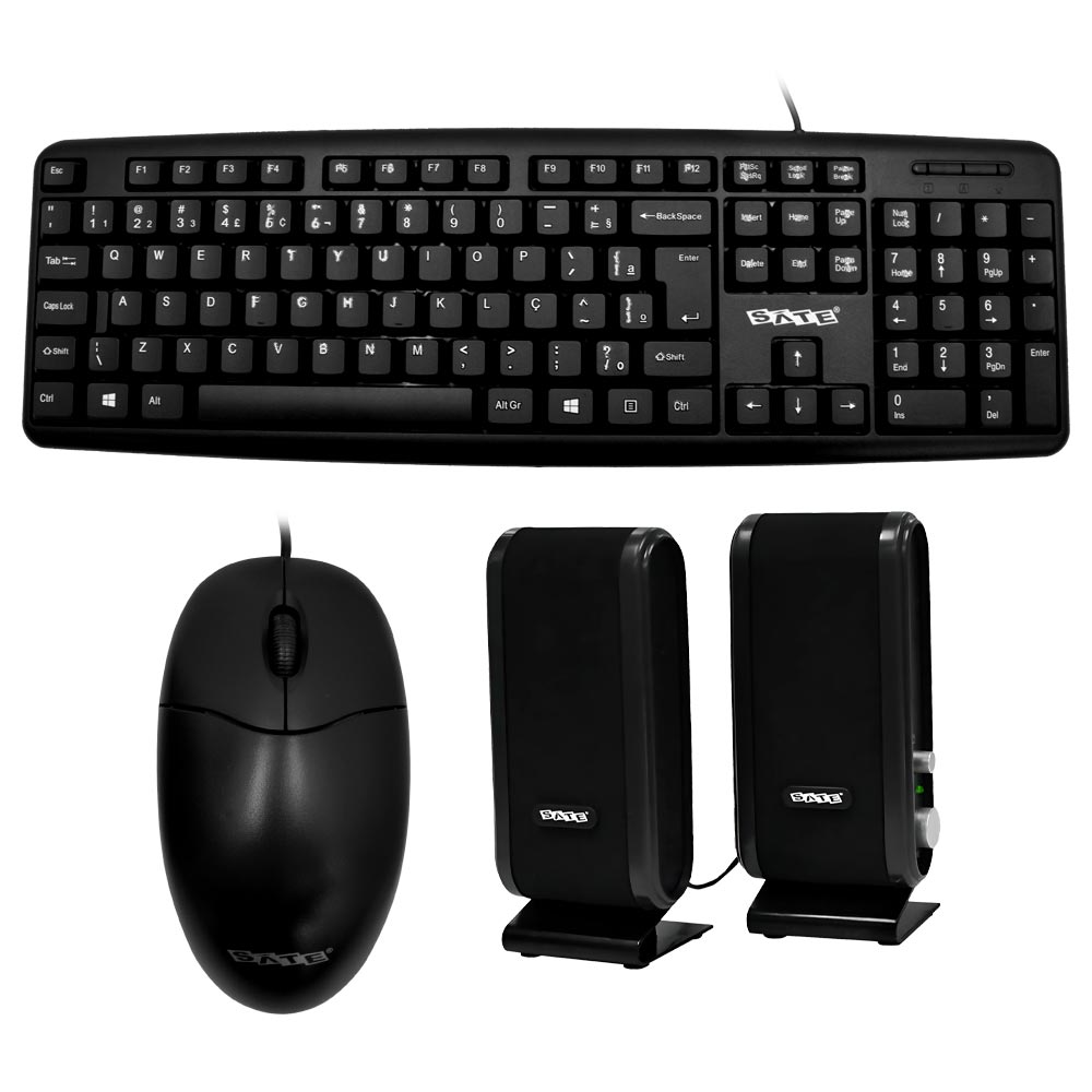 Gabinete Kit Satellite K761 Fonte 200W Speaker Mouse Teclado Portugués Negro