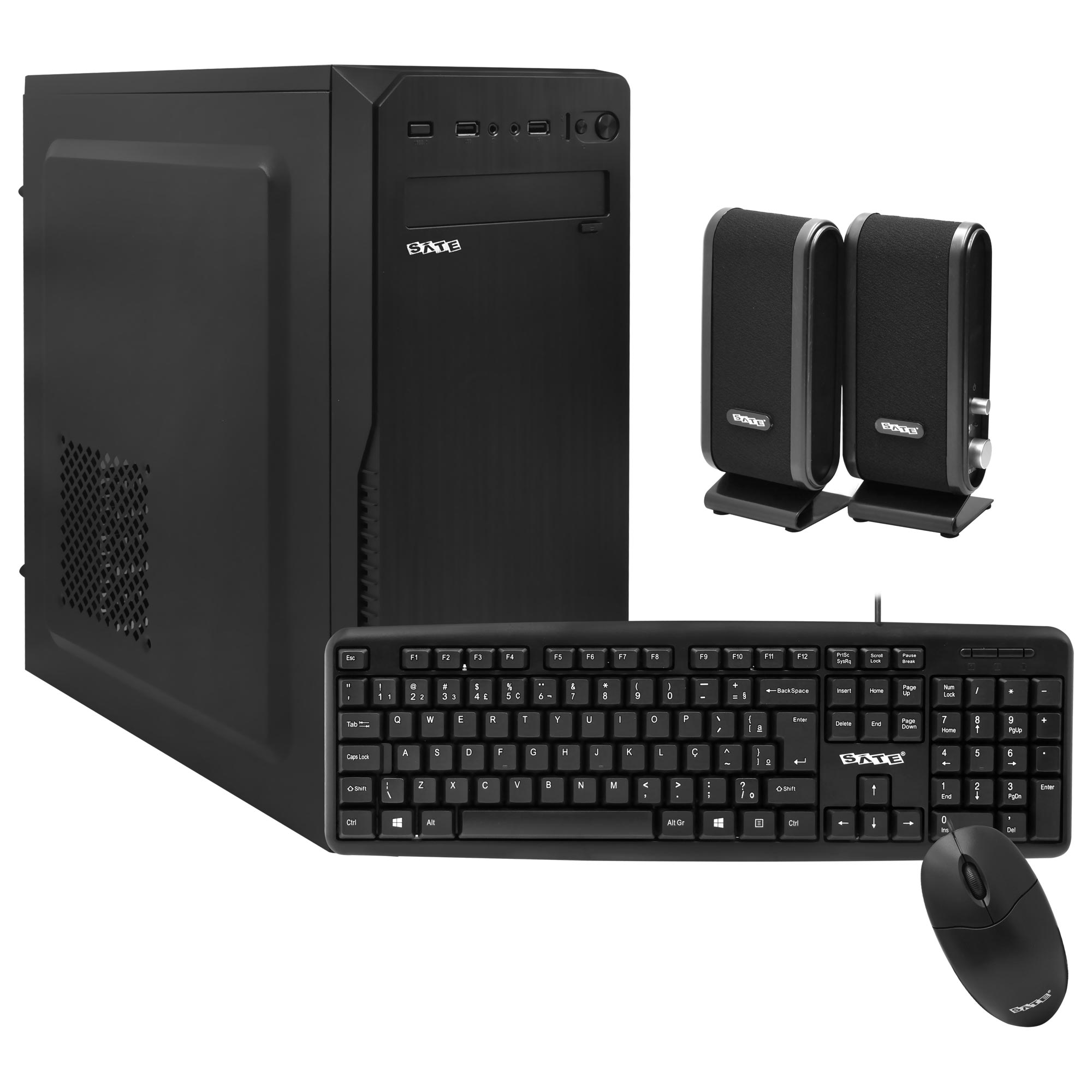 Gabinete Kit Satellite K701 Fonte 200W Speaker Mouse Teclado Portugués Negro