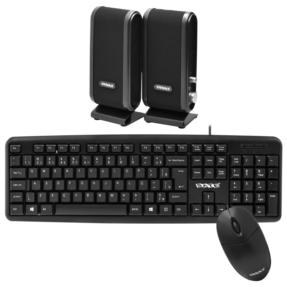 Gabinete Kit Satellite K701 Fonte 200W Speaker Mouse Teclado Portugués Negro