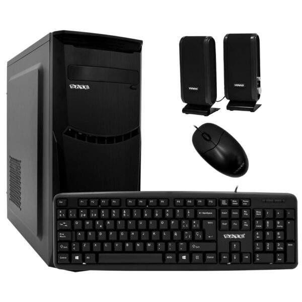 Gabinete Combo Kit Satellite K703 Fuente 200W Altavoz Parlante Mouse Teclado Español Negro