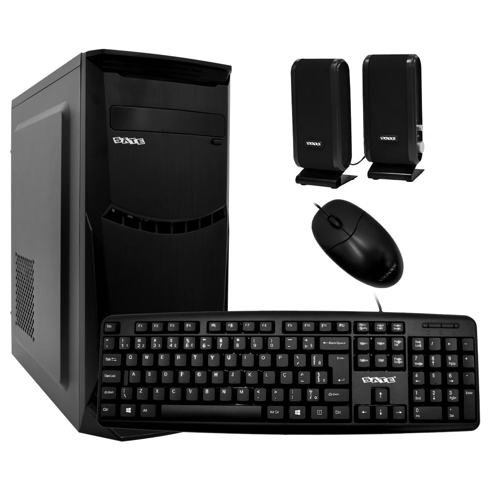 Gabinete Kit Satellite K703 Fonte 200W Speaker Mouse Teclado Portugués Negro