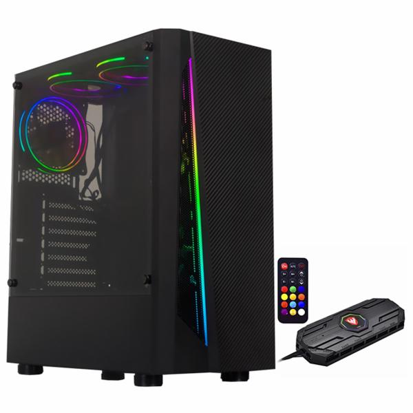 Gabinete Gamer Satellite K888 3 Cooler RGB Negro