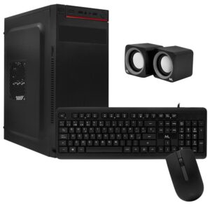 Gabinete Kit Mtek DK03 Fonte 500W Speaker Mouse Teclado Español Negro