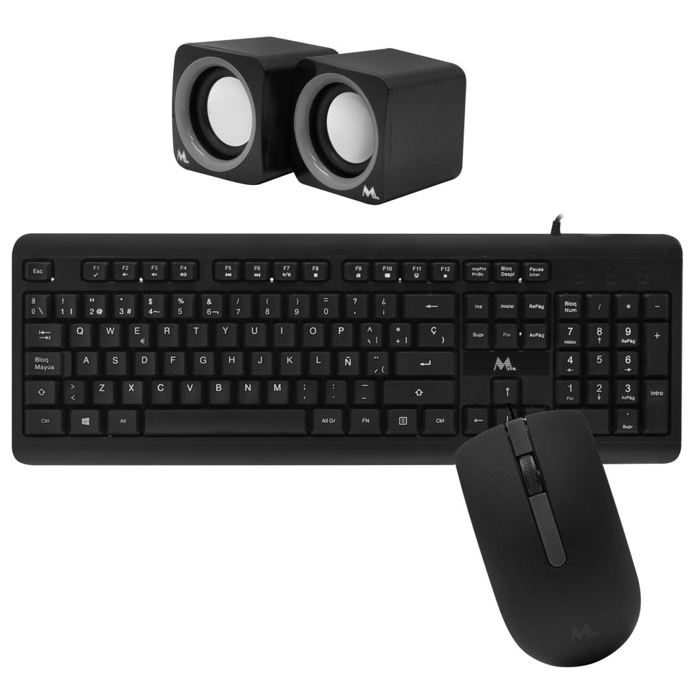 Gabinete Kit Mtek DK05 Fonte 500W Speaker Mouse Teclado Español Negro