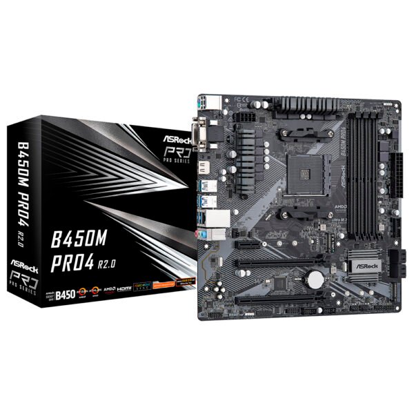 Placa Madre ASRock B450M Pro4 R2.0 Socket AM4 VGA DDR4