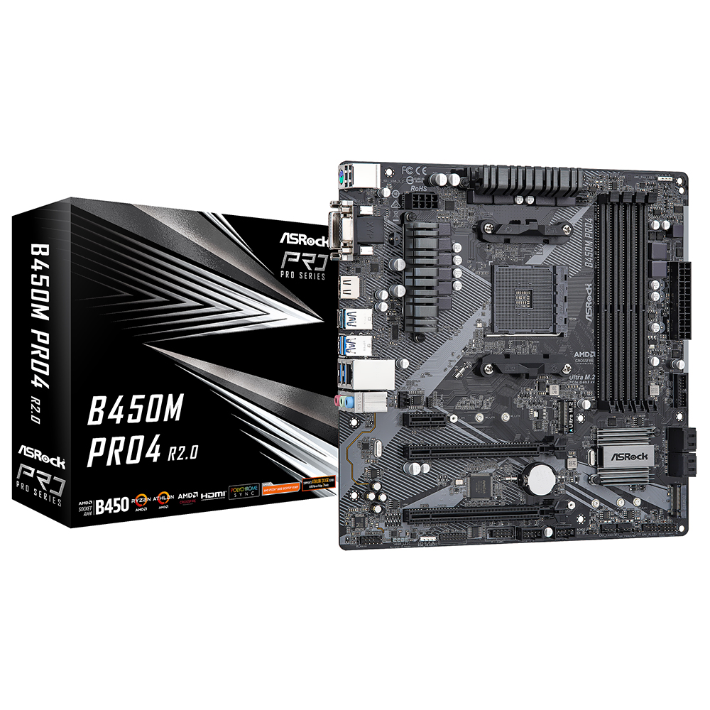 Placa Madre ASRock B450M Pro4 R2.0 Socket AM4 VGA DDR4