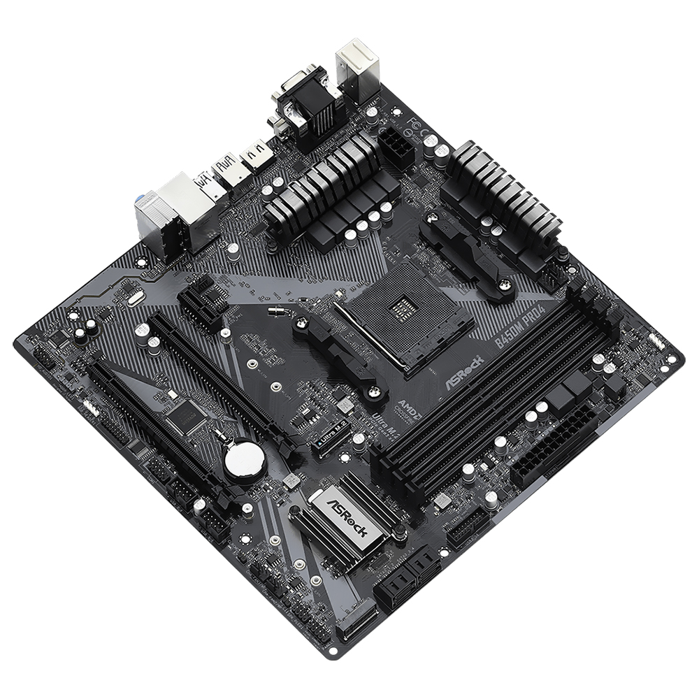 Placa Madre ASRock B450M Pro4 R2.0 Socket AM4 VGA DDR4