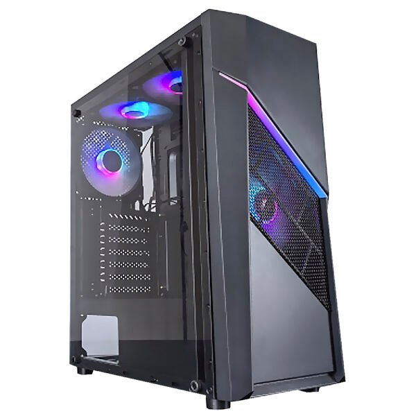 Gabinete Gamer Satellite 1401K ATX 4 Cooler RGB Negro