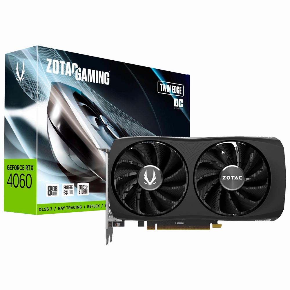 Tarjeta Gráfica Zotac Gaming Twin Edge OC 8GB GeForce RTX4060 GDDR6 - ZT-D40600H-10M