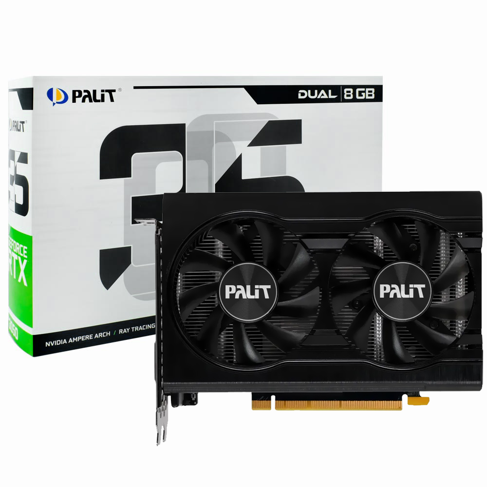 Tarjeta Gráfica Palit Dual 8GB GeForce RTX3050 GDDR6 - NE63050018P1-1070D