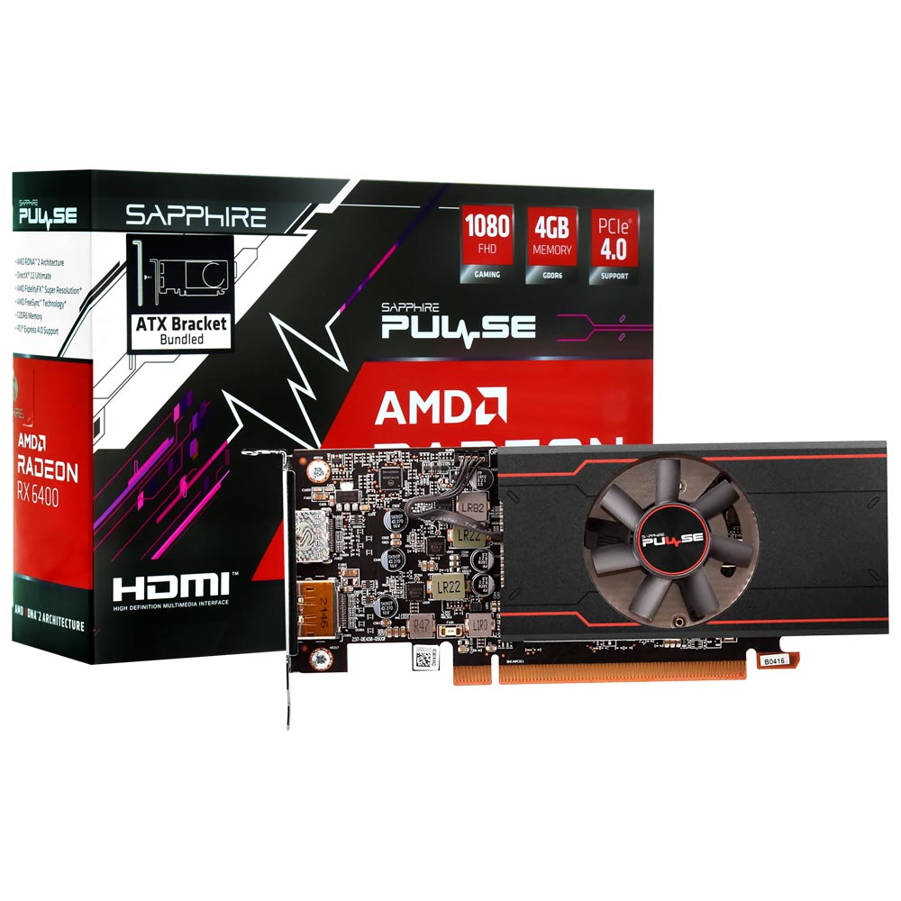 Tarjeta Gráfica Sapphire Gaming Pulse 4GB Radeon RX6400 GDDR6 - 11315-01-20G