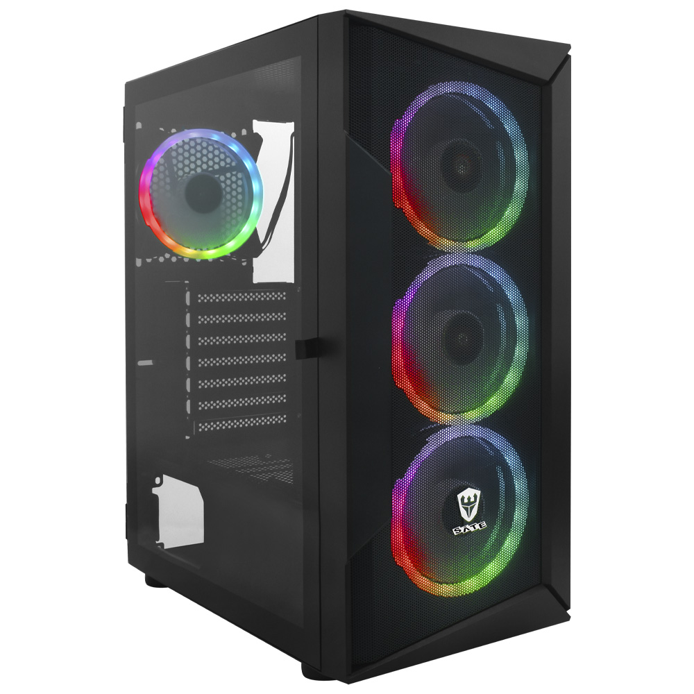 Gabinete Gamer Satellite K8871 ATX 4 Cooler ARGB Negro