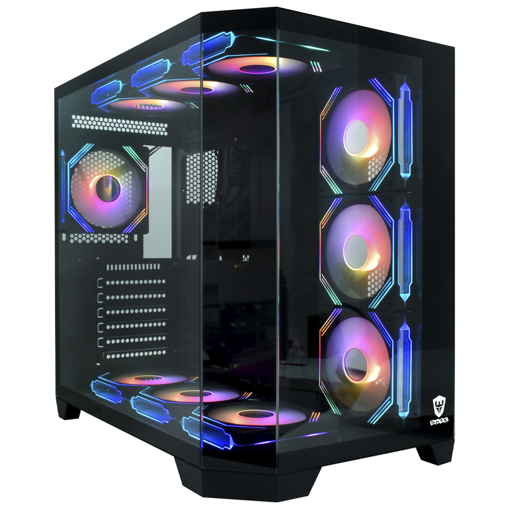 Gabinete Gamer Satellite K904 ATX 10 Cooler ARGB Negro