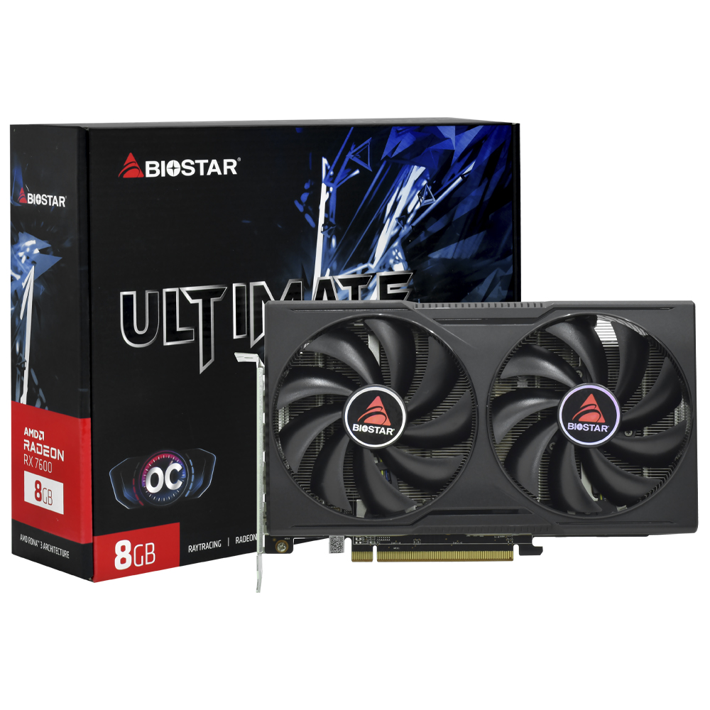 Tarjeta Gráfica Biostar Ultimate Gaming OC 8GB Radeon RX7600 GDDR6 - VA76S6RM81-RBARA-BS2