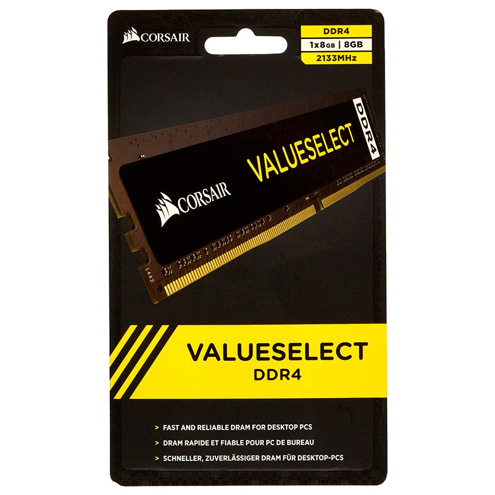 Memoria RAM Corsair Value Select DDR4 8GB 2133MHz Negro (CMV8GX4M1A2133C15)