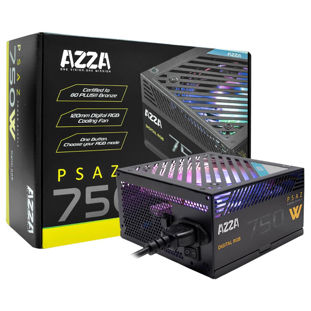 Fuente de Alimentación AZZA PSAZ 750W ATX No Modular 80 Plus Bronze RGB