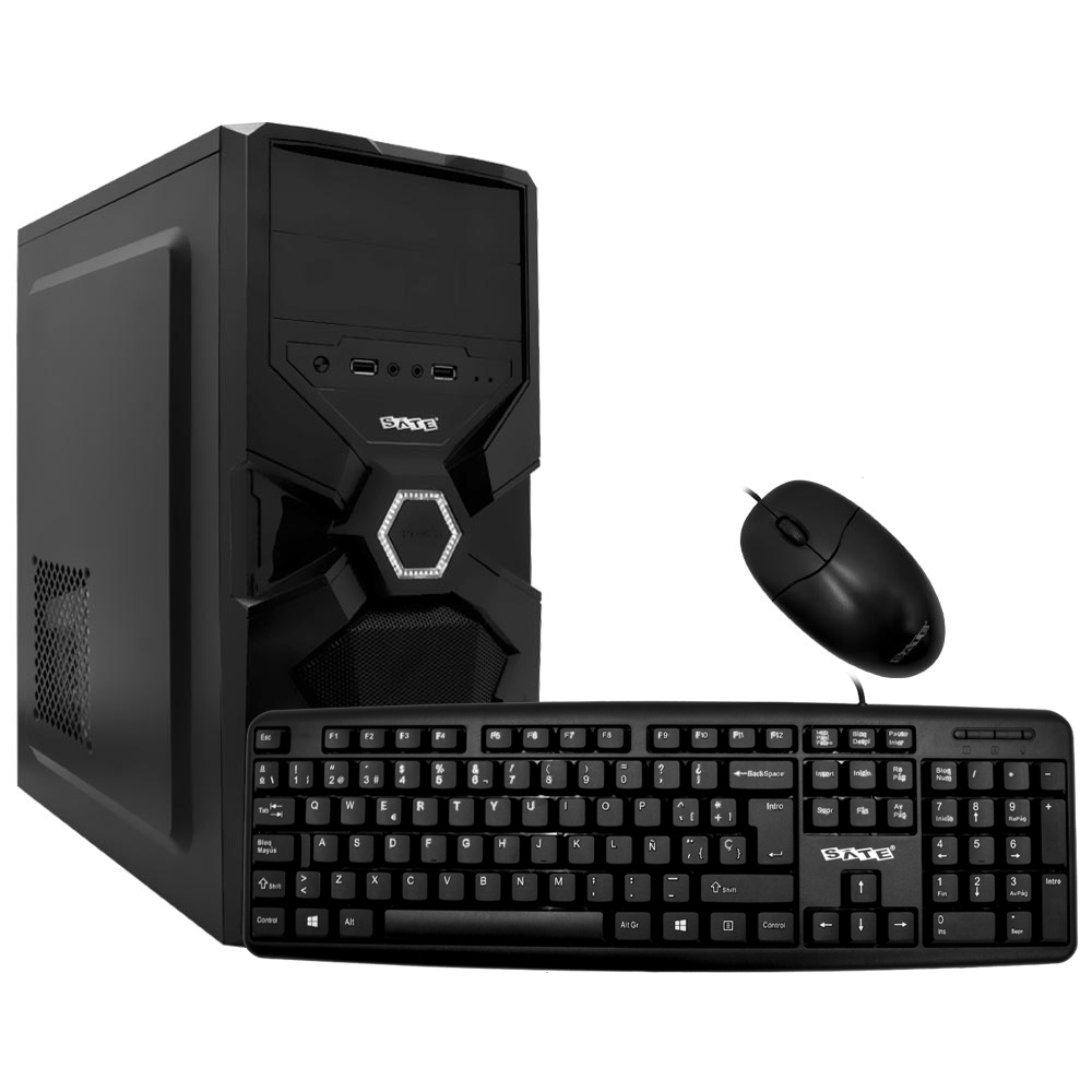 Gabinete Kit Satellite K731 Fuente Mouse Teclado Español Negro