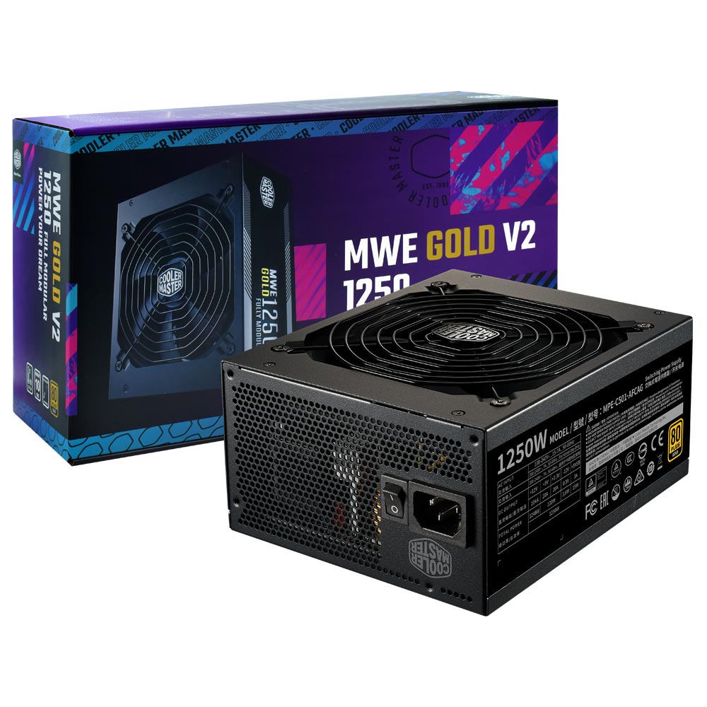 Fuente de Alimentación Cooler Master MWE Gold V2 1250W Modular 80 Plus Gold - MPE-C501-AFCAG-3U2
