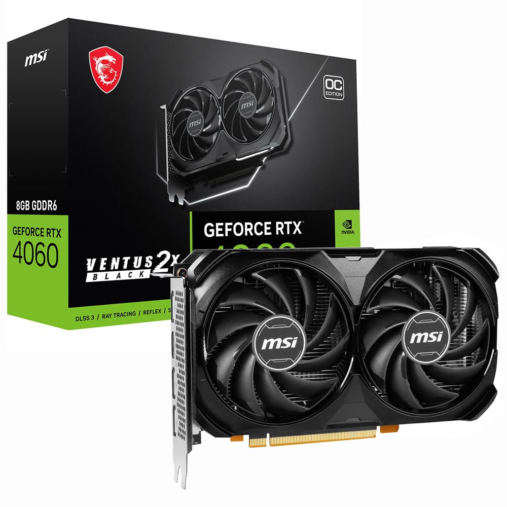 Tarjeta Gráfica MSI Ventus 2X Black OC 8GB GeForce RTX4060 GDDR6 912-V516-012