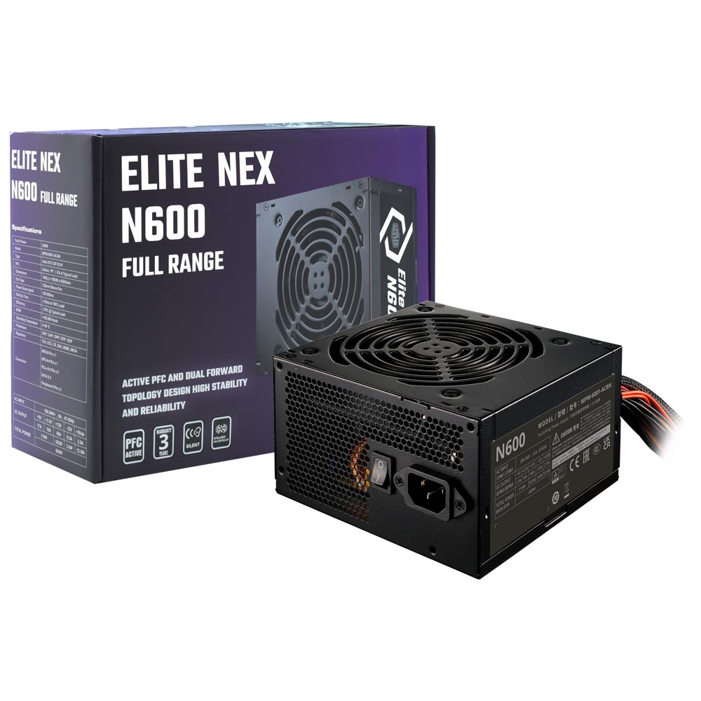 Fuente de Alimentación Cooler Master Elite Nex N600 600W ATX No Modular - MPW-6001-ACAN-BUS