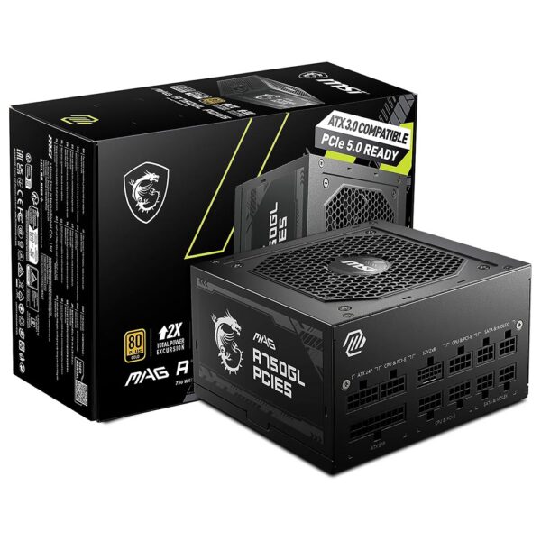 Fuente de Alimentación MSI MAG A750GL PCIE5 750W ATX Modular 80 Plus Gold