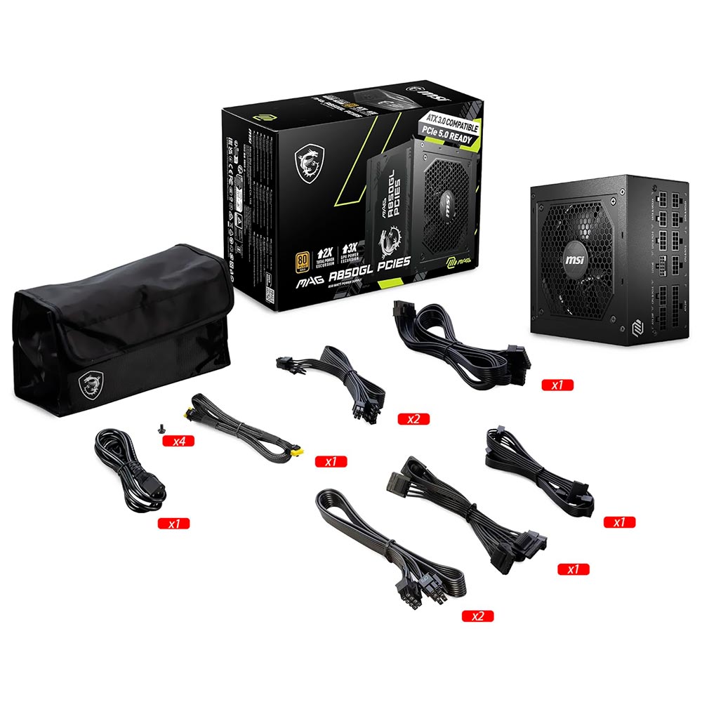 Fuente de Alimentación MSI MAG A850GL PCIE5 850W Modular 80 Plus Gold