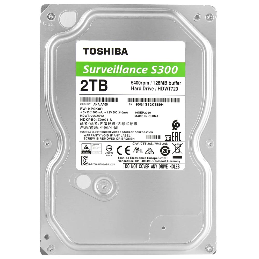 HDD Toshiba 2TB S300 Surveillance 3.5" SATA 3 5400RPM HDDWT720UZSVA