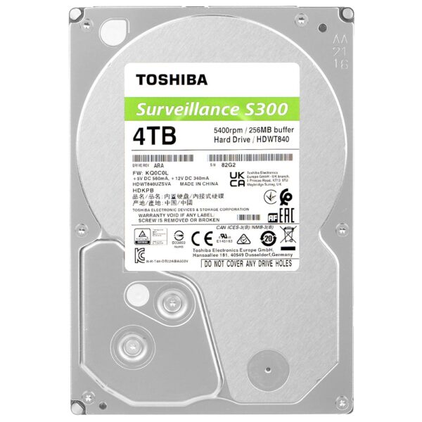 HDD Toshiba 4TB S300 Surveillance 3.5" SATA 3 5400RPM HDDWT840UZSVA
