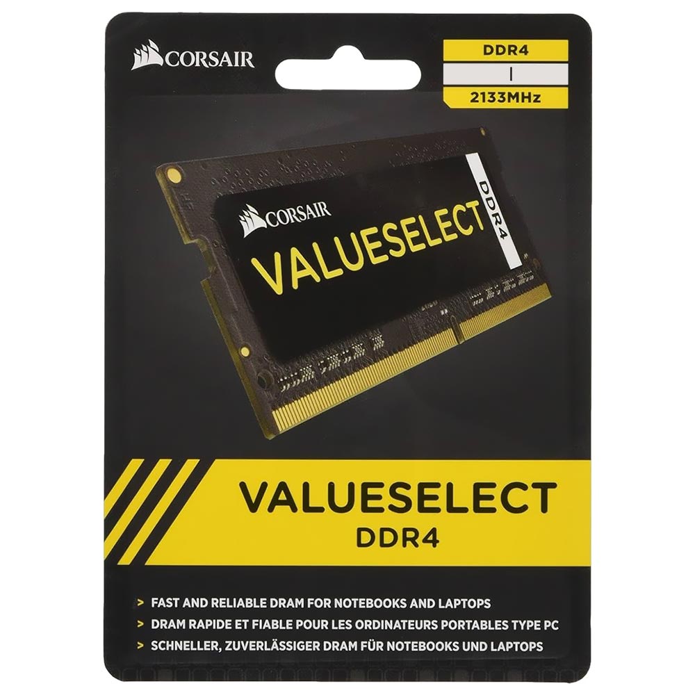 Memoria RAM Corsair Valueselect DDR4 4GB 2133MHz Negro (CMSO4GX4M1A2133C15)
