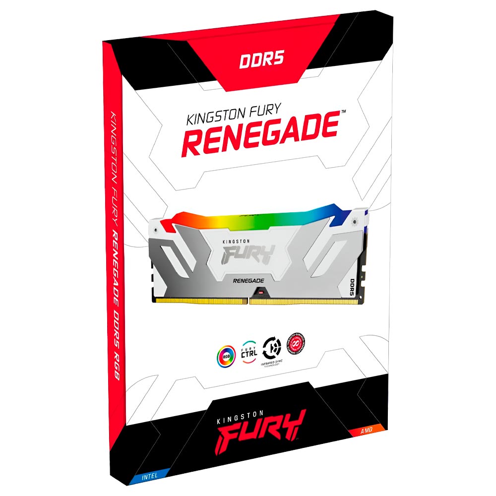 Memoria RAM Kingston Fury Renegade DDR5 16GB 6400MHz RGB - Blanco / Plata (KF564C32RWA-16)