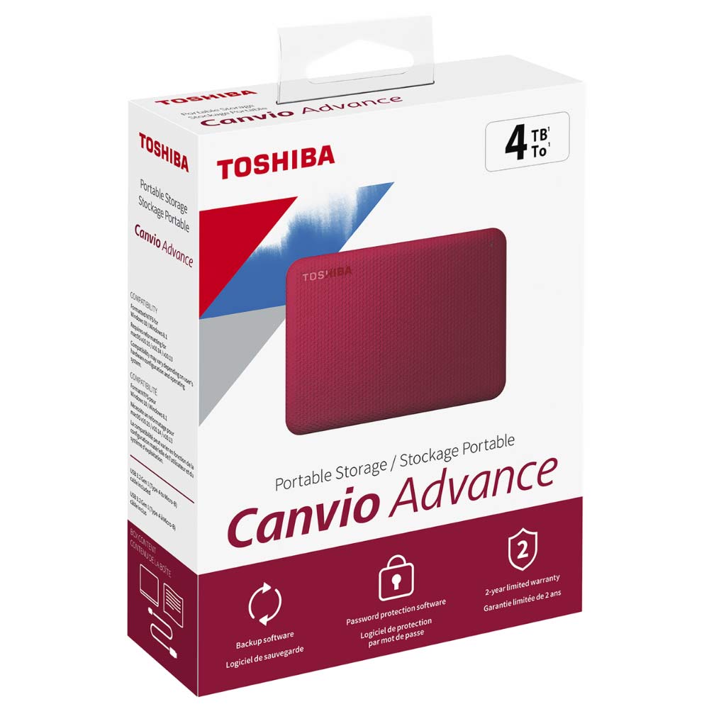 HDD Externo Toshiba 4TB Canvio Advance 2.5" HDDTCA40XR3CA - Rojo