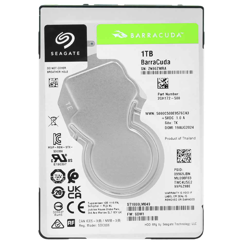 HDD para Notebook Seagate 1TB BarraCuda 2.5" SATA 3 7200RPM ST1000LM049