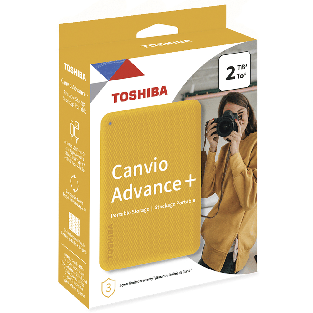 HDD Externo Toshiba 2TB Canvio Advance+ 2.5" HDDTCA20XYCAB - Amarillo