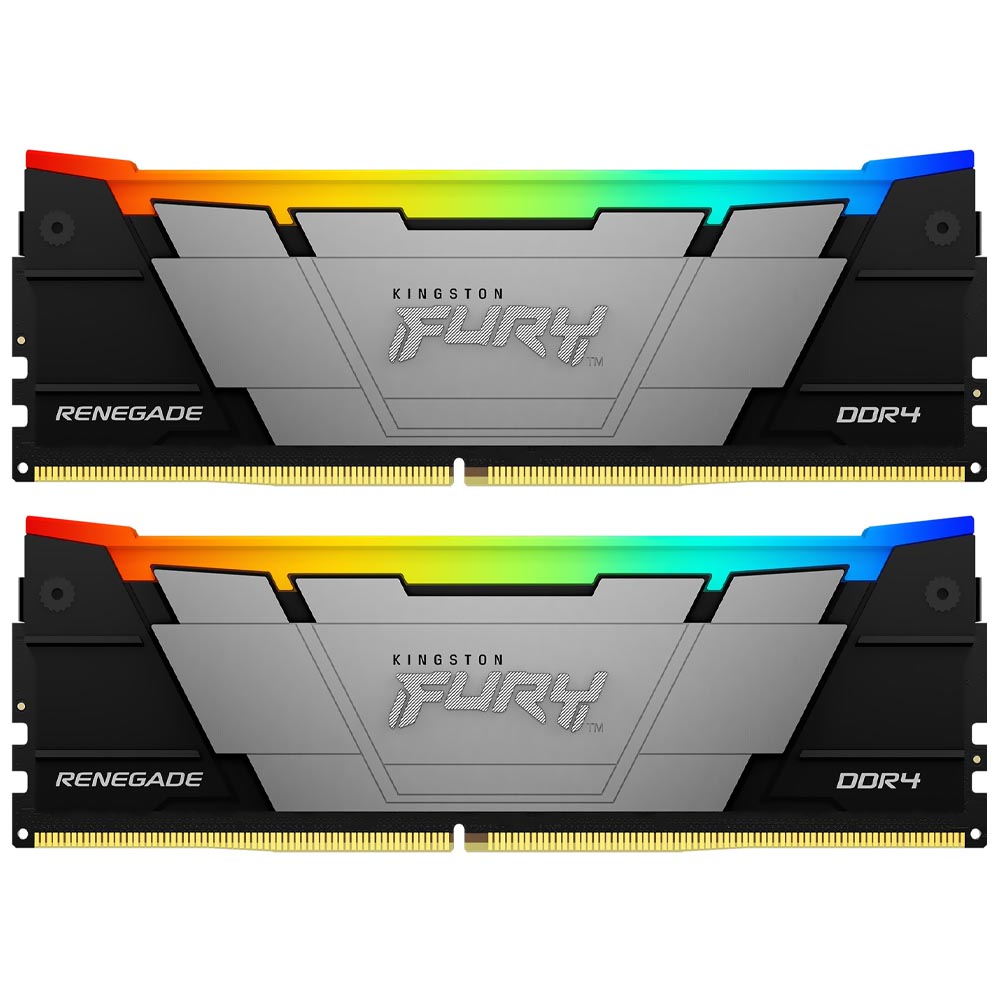 Memoria RAM Kingston Fury Renegade DDR4 32GB (2x16GB) 3200MHz RGB - Negro / Gris (KF432C16RB12AK2/32)
