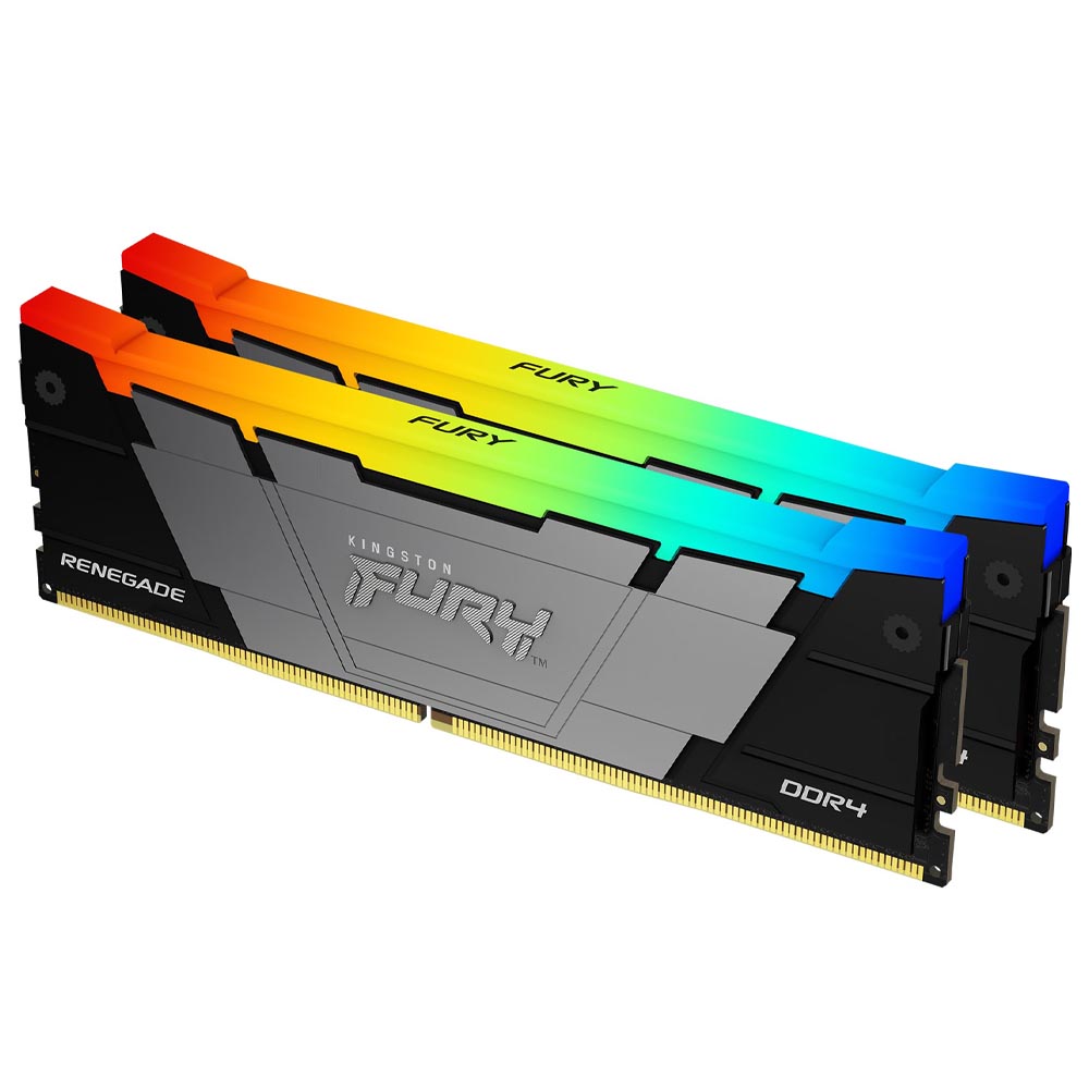 Memoria RAM Kingston Fury Renegade DDR4 32GB (2x16GB) 3200MHz RGB - Negro / Gris (KF432C16RB12AK2/32)