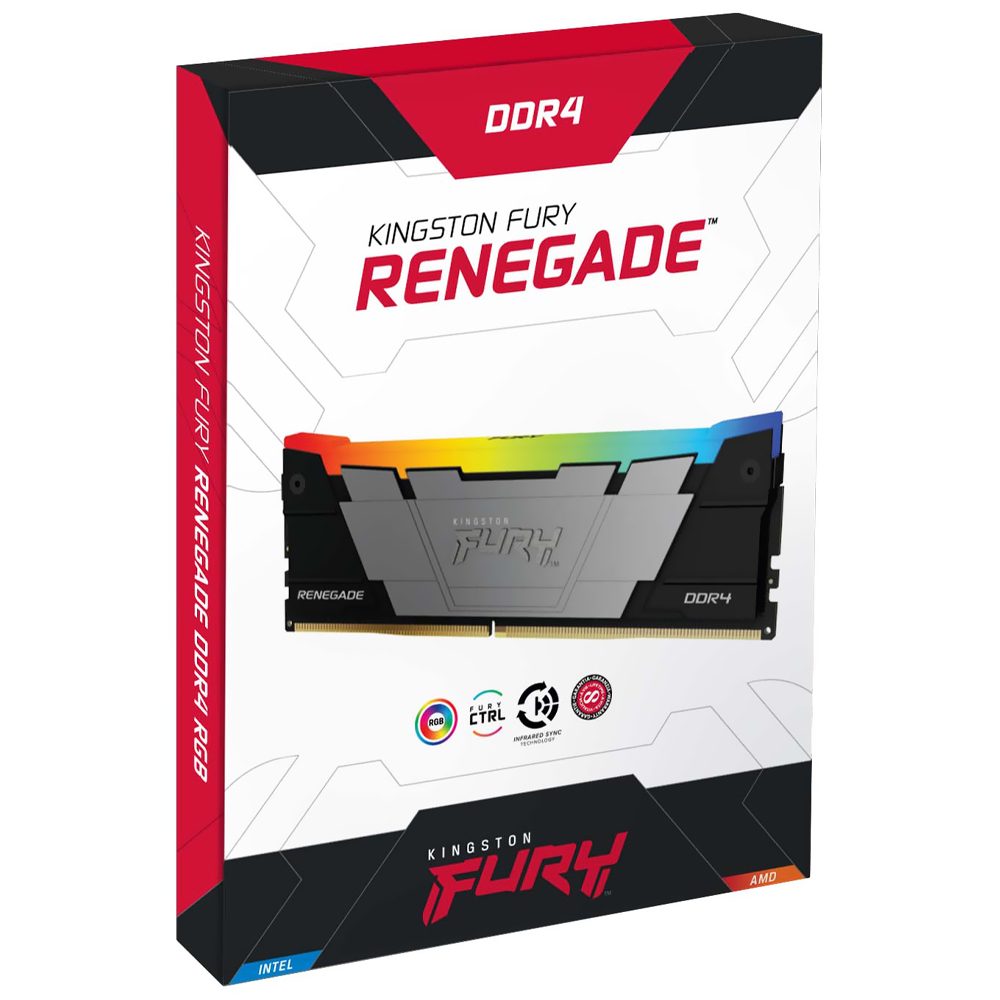 Memoria RAM Kingston Fury Renegade DDR4 32GB (2x16GB) 3200MHz RGB - Negro / Gris (KF432C16RB12AK2/32)