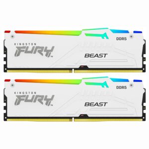 Memoria RAM Kingston Fury Beast DDR5 32GB (2x16GB) 5200MHz RGB - Blanco (KF552C40BWAK2-32)