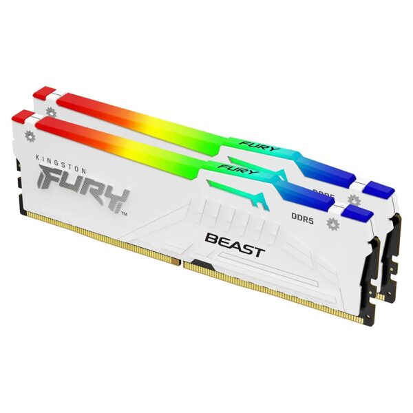 Memoria RAM Kingston Fury Beast DDR5 32GB (2x16GB) 5200MHz RGB - Blanco (KF552C40BWAK2-32)
