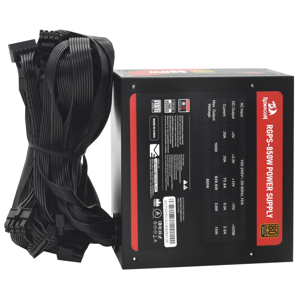 Fuente de Alimentación Redragon GC-PS030 850W ATX No Modular 80 Plus Bronze