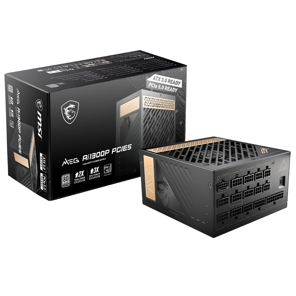 Fuente de Alimentación MSI MEG AI1300P PCIE5 1300W ATX Modular 80 Plus Platinum