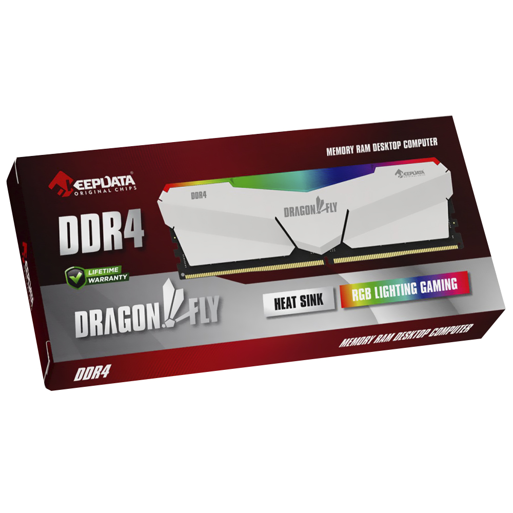 Memoria RAM Keepdata Dragonfly DDR4 8GB 3600MHz Blanco (KDHRGB36C18W/8G)