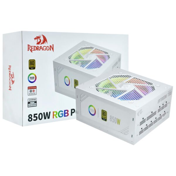 Fuente de Alimentación Redragon GC PS007W 1 850W ATX Modular 80 Plus Gold Blanco