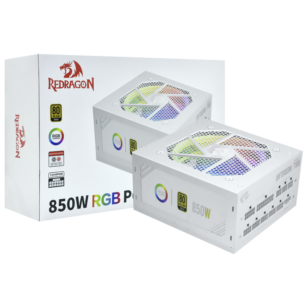 Fuente de Alimentación Redragon GC-PS007W-1 850W ATX Modular 80 Plus Gold Blanco